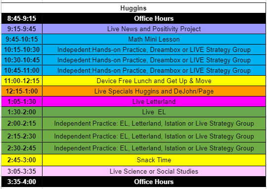 Huggins schedule Huggins schedule